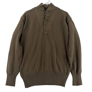 Garrison Collection Sweater Mens XL Green Acrylic Mock Neck Henley Military